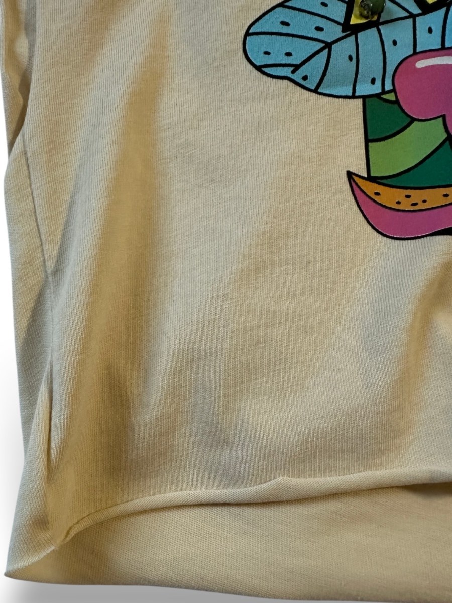 Let's Refresh Baskılı Taş İşlemeli Yarasa Kol Crop Top