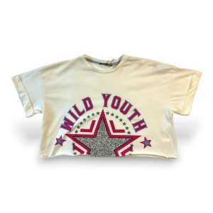Wild Youth Baskılı Yıldız Taşlı Crop Tişört