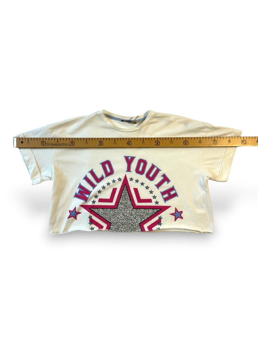 Wild Youth Baskılı Yıldız Taşlı Crop Tişört