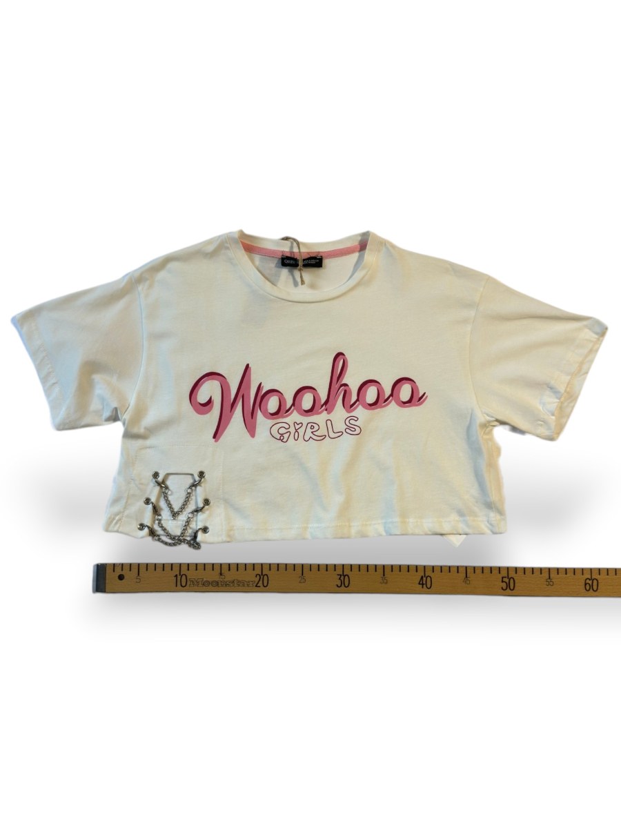 Woohoo Girls Baskılı Zincir Detaylı Crop Top