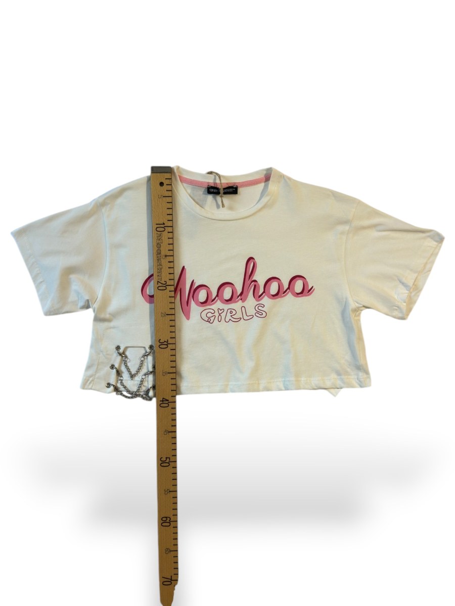 Woohoo Girls Baskılı Zincir Detaylı Crop Top