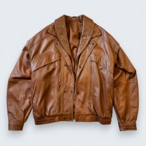 Vintage 1980'ler El Yapımı Bomber Deri Ceket
