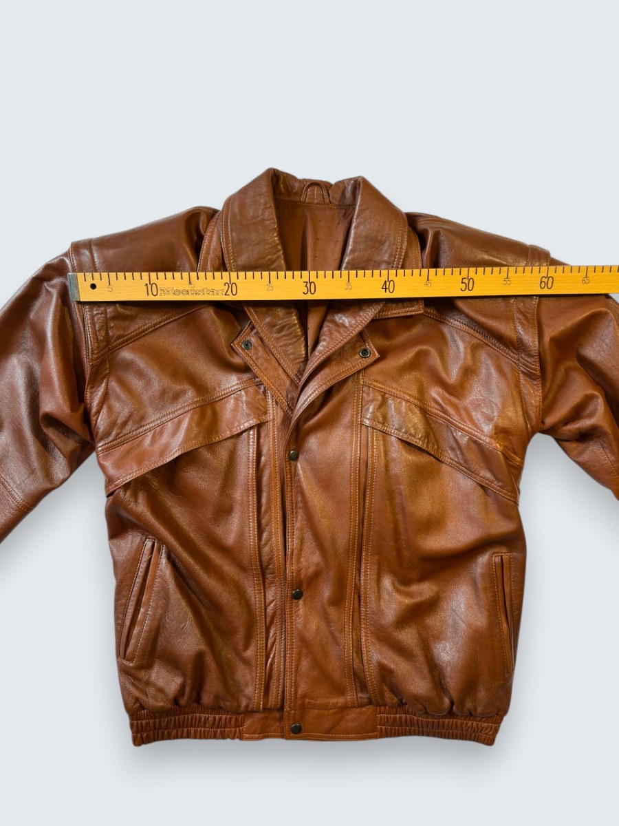 Vintage 1980'ler El Yapımı Bomber Deri Ceket